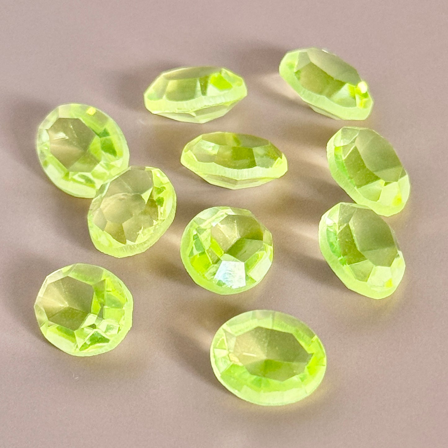 Czech Vaseline Glass Pointed Back Stone 10x8mm