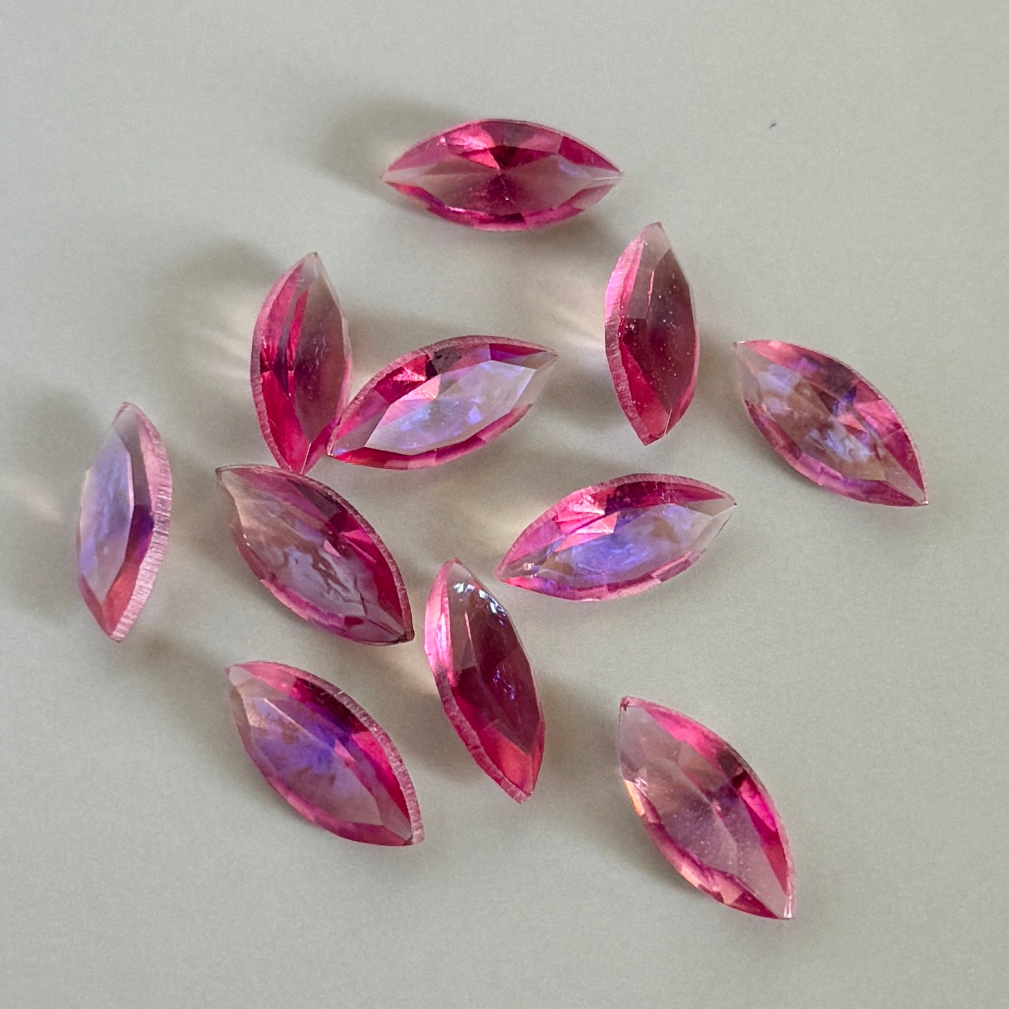 Dragons Breath (mexican opal) Pointed Back Navette 15x7mm