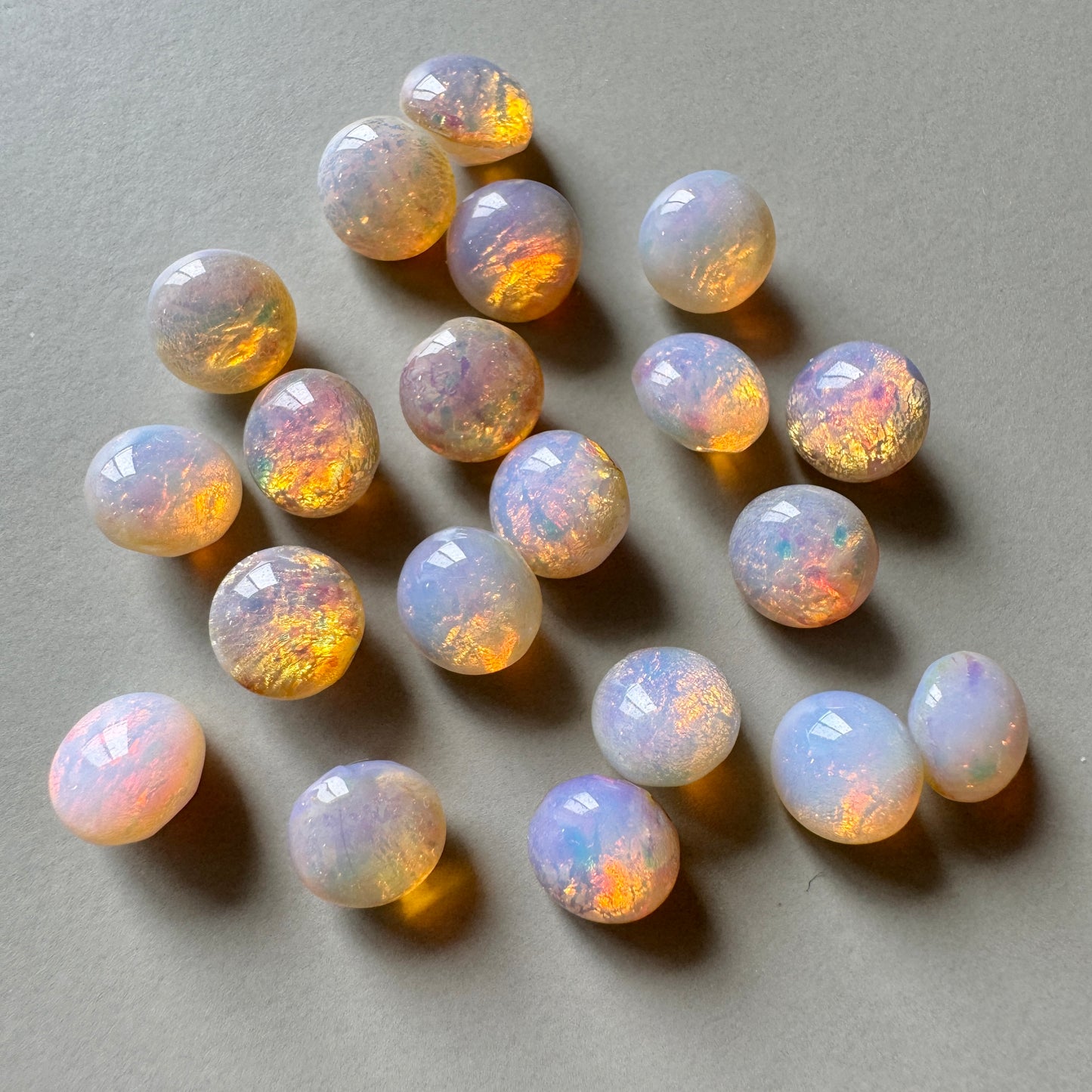 German Vintage Glass Stone Fire Opal Round 35ss【2 pcs】