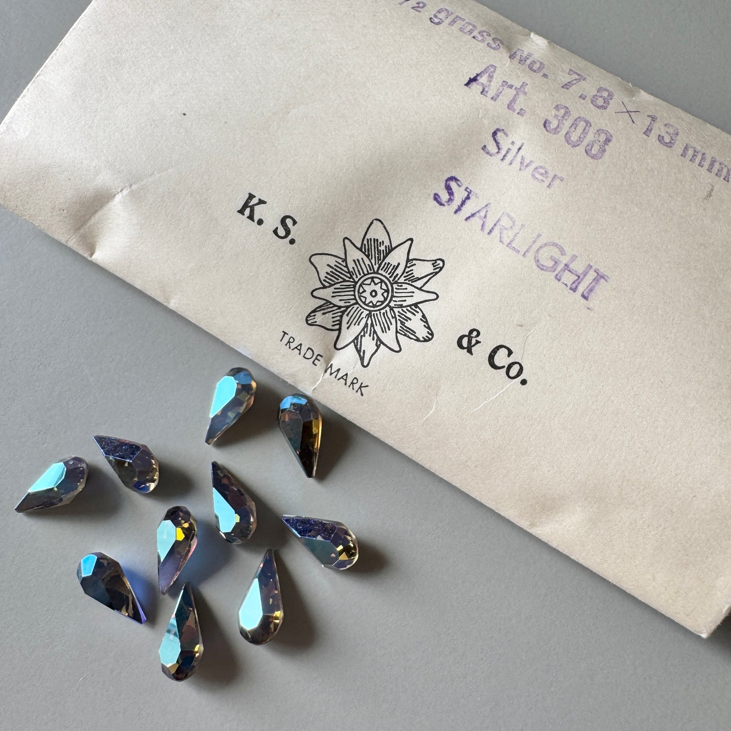 Vintage Swarovski Art #1300 Pearshape 13x7.8mm AB Starlight【2 pcs】