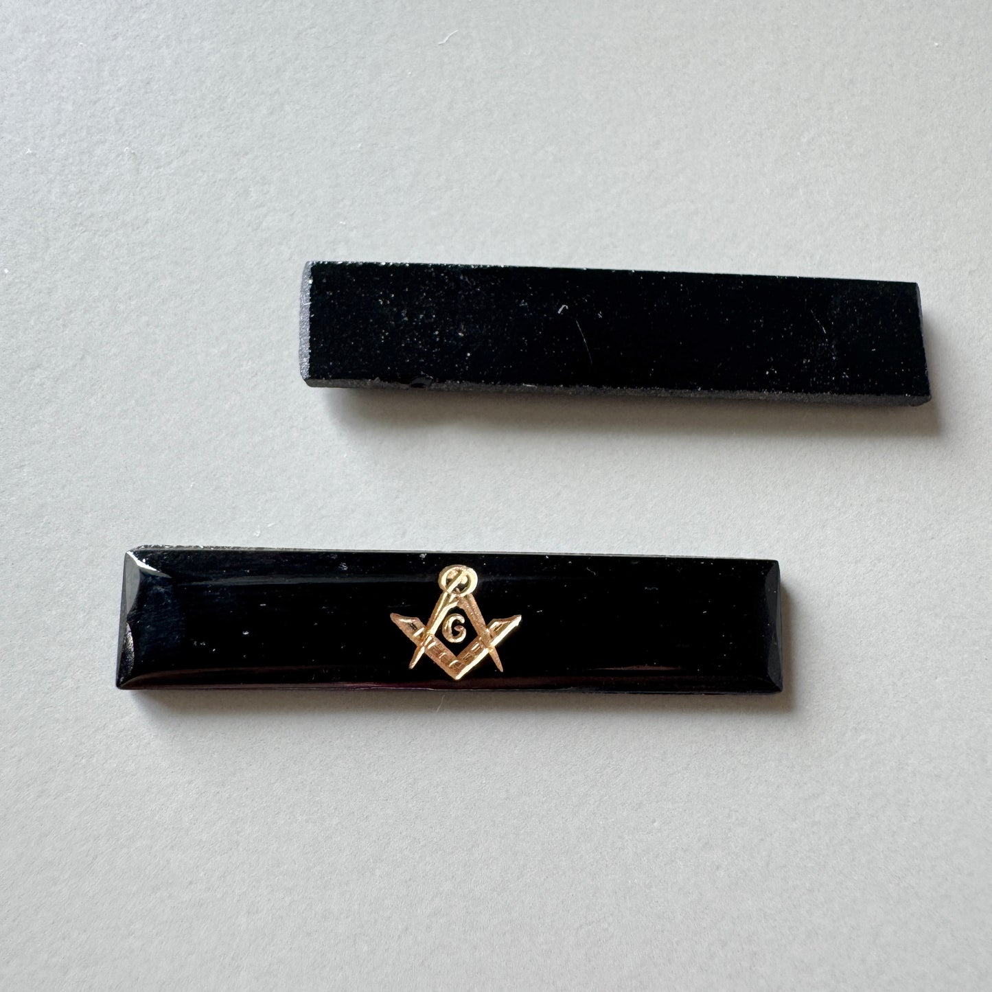 German Vintage Masonic Emblem Glass Cabochon 37×8mm