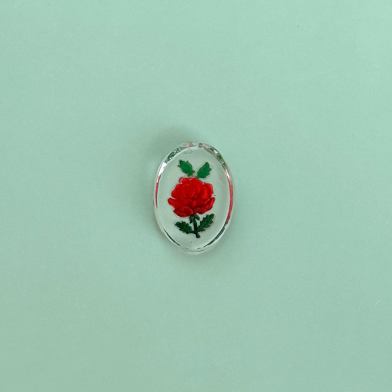 ドイツ製vintageプラスチックインタリオ・ROSE・Oval・RED/CRYSTSAL 18x13mm