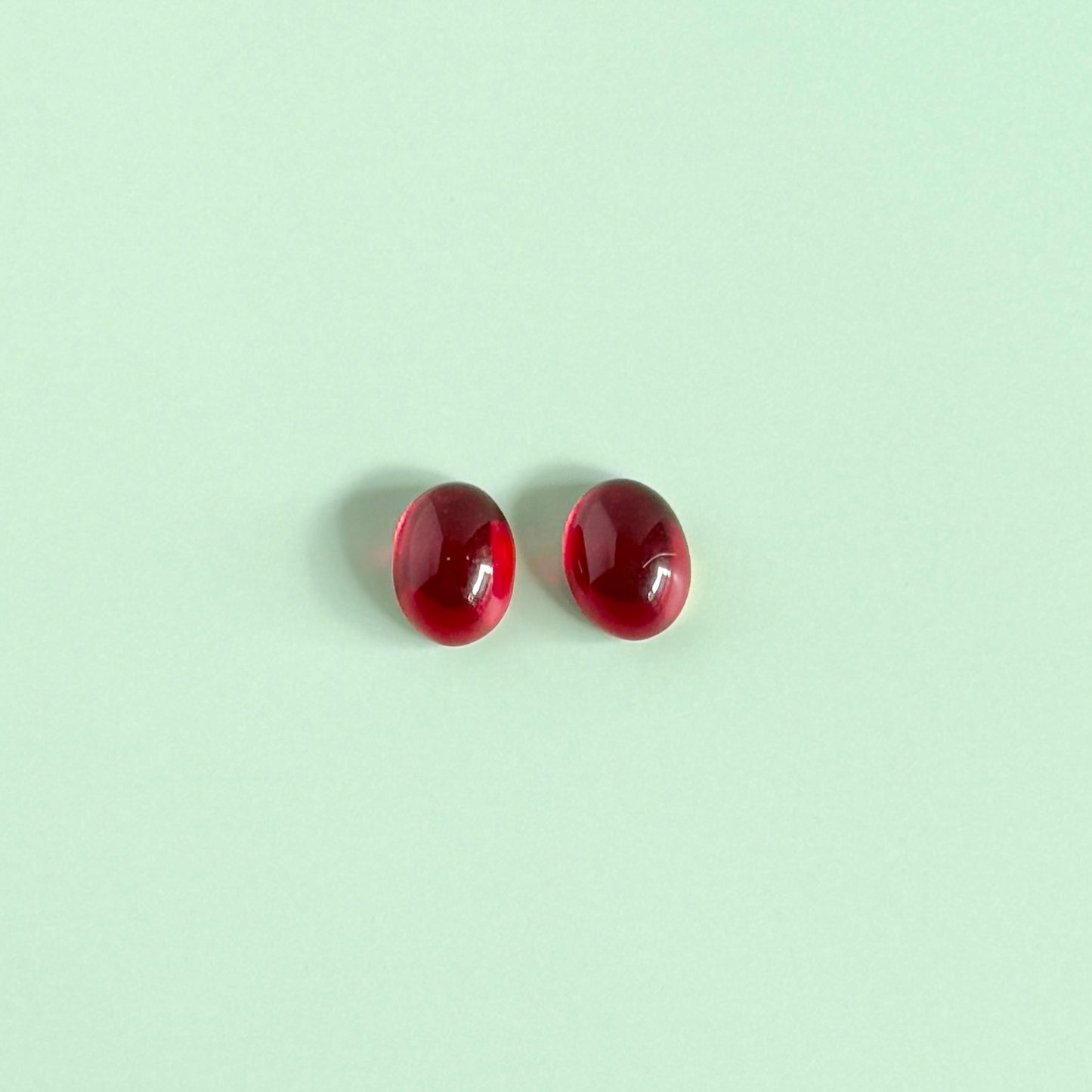 Vintage Glass Cabochon Oval Ruby 8x6mm【2pcs】