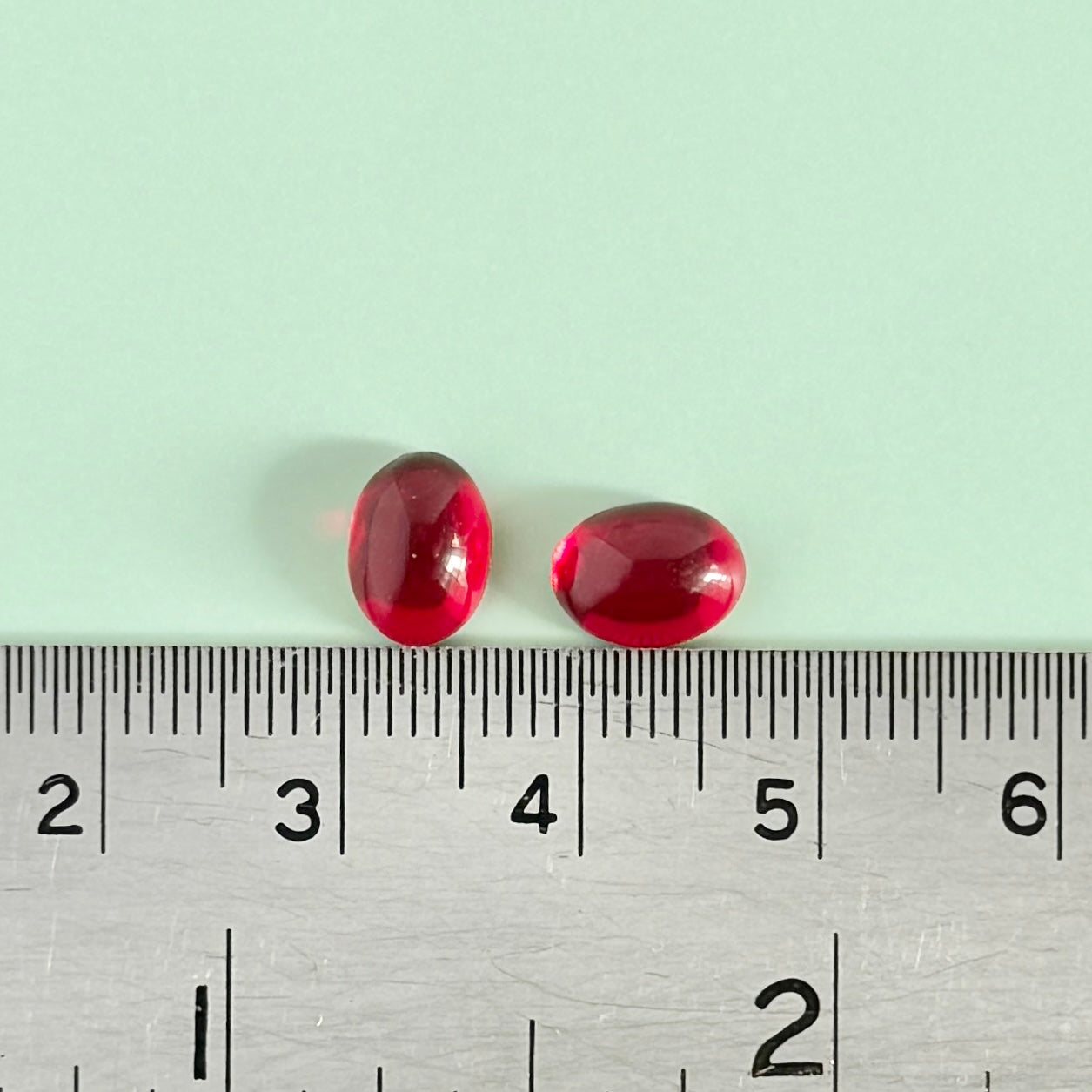 Vintage Glass Cabochon Oval Ruby 8x6mm【2pcs】