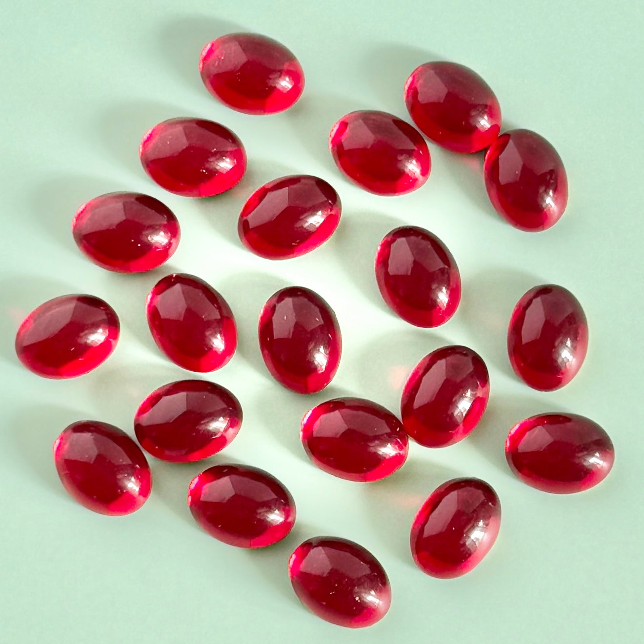Vintage Glass Cabochon Oval Ruby 8x6mm【2pcs】