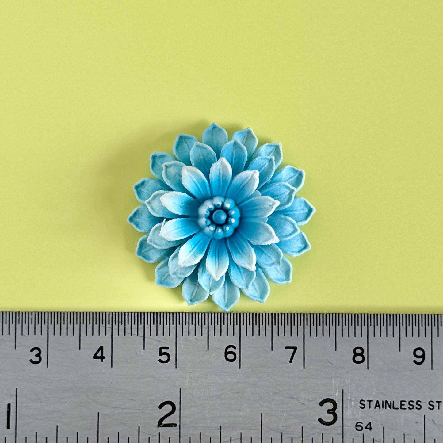 W.Germany Vintage Plastic Flower Blue Dahlia 30mm