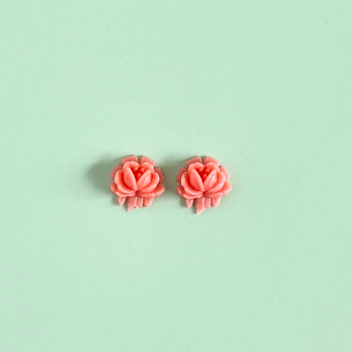 Japan Vintage Plastic Coral Mini Roses 7mm【2pcs】