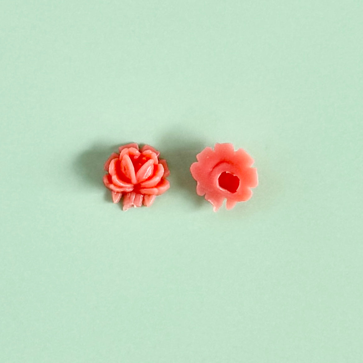 Japan Vintage Plastic Coral Mini Roses 7mm【2pcs】