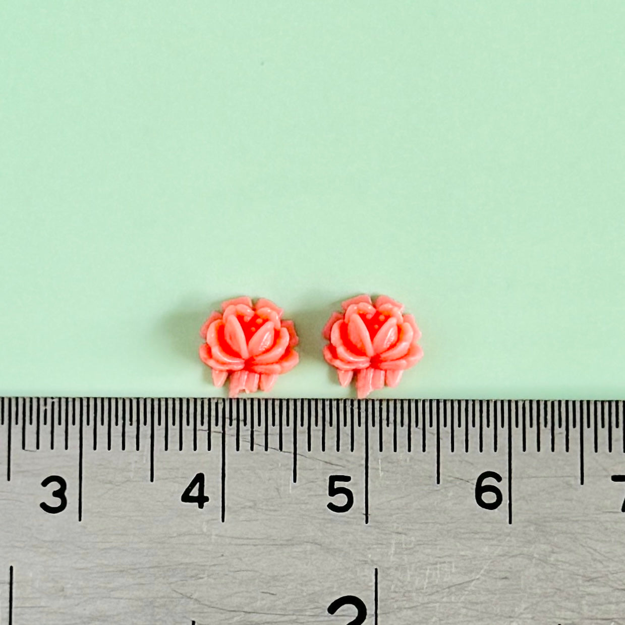 Japan Vintage Plastic Coral Mini Roses 7mm【2pcs】