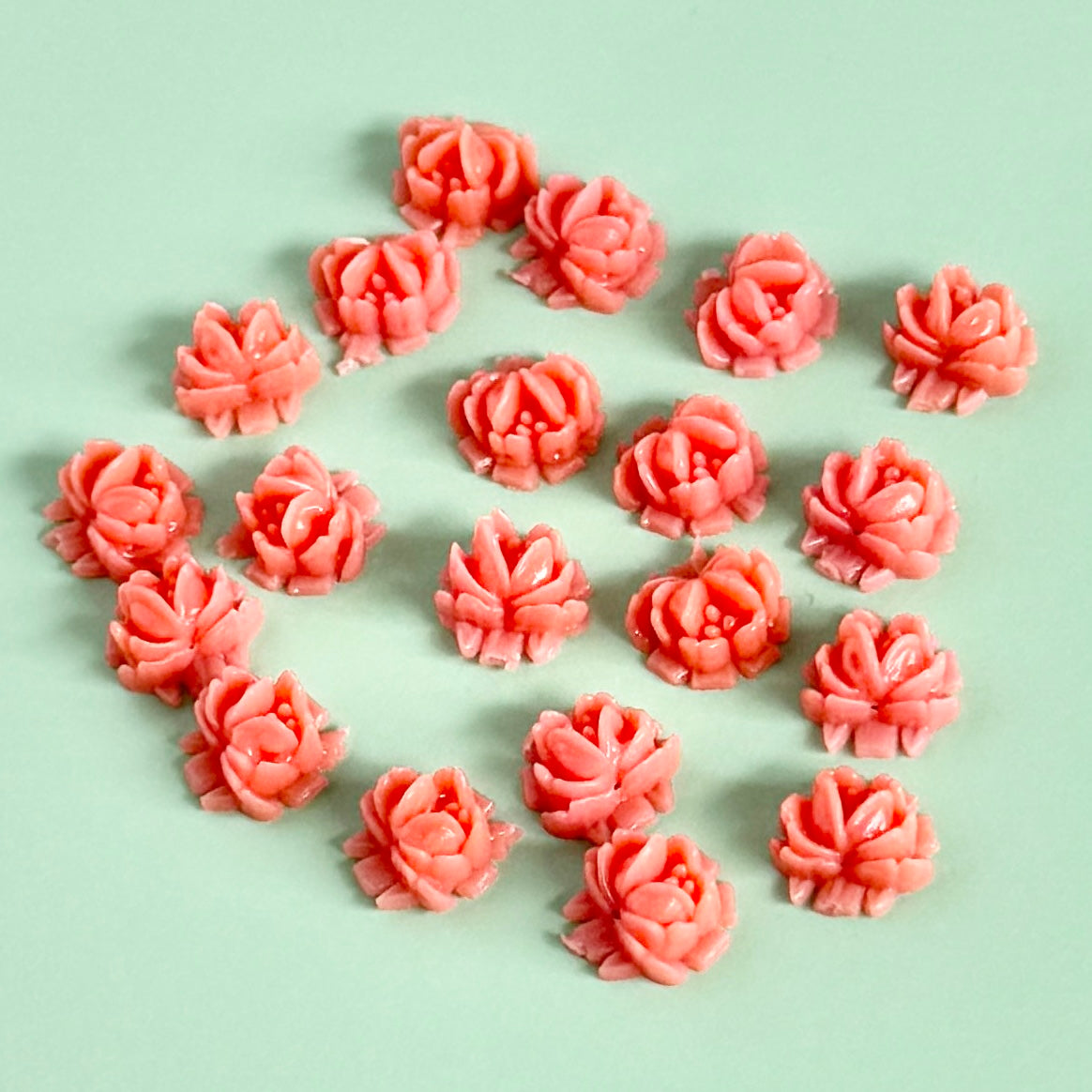 Japan Vintage Plastic Coral Mini Roses 7mm【2pcs】
