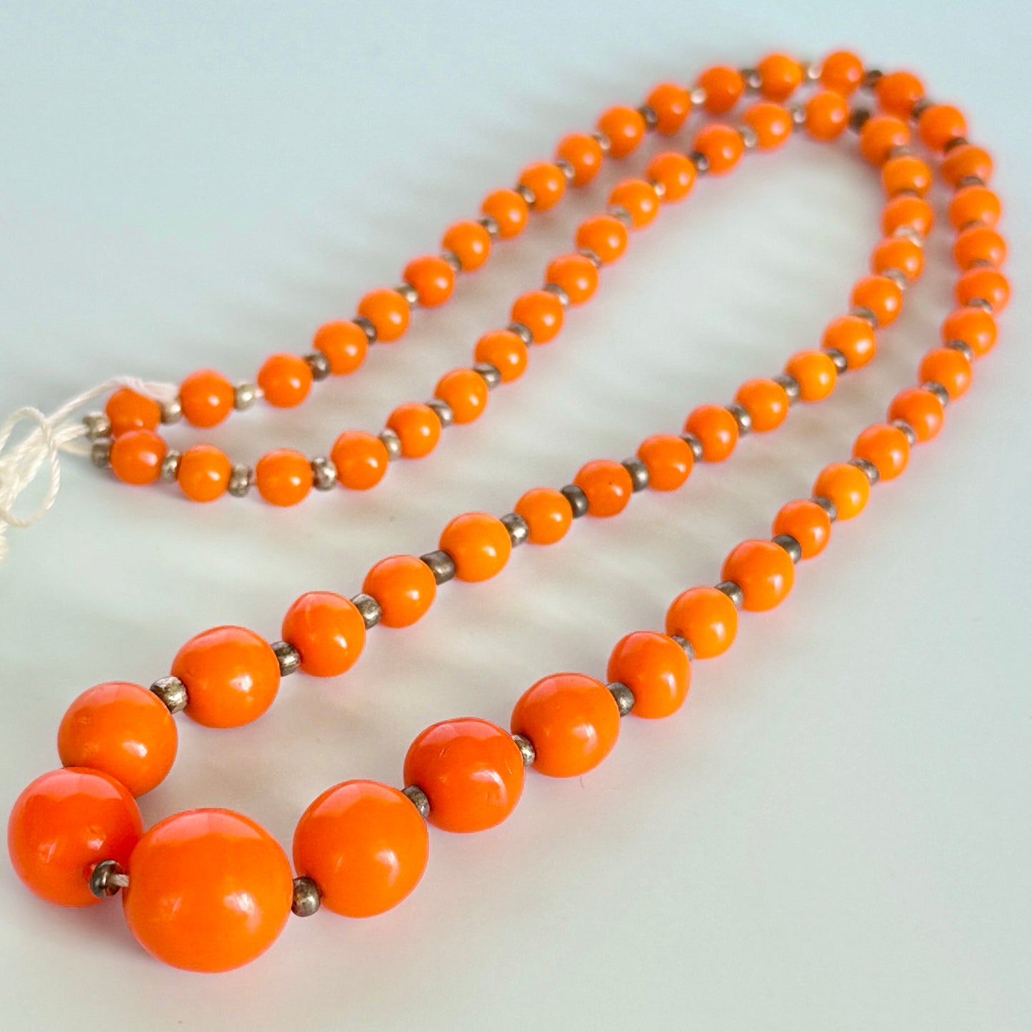 Japan Vintage Glass Beads Size Gradation Strand Orange 46cm