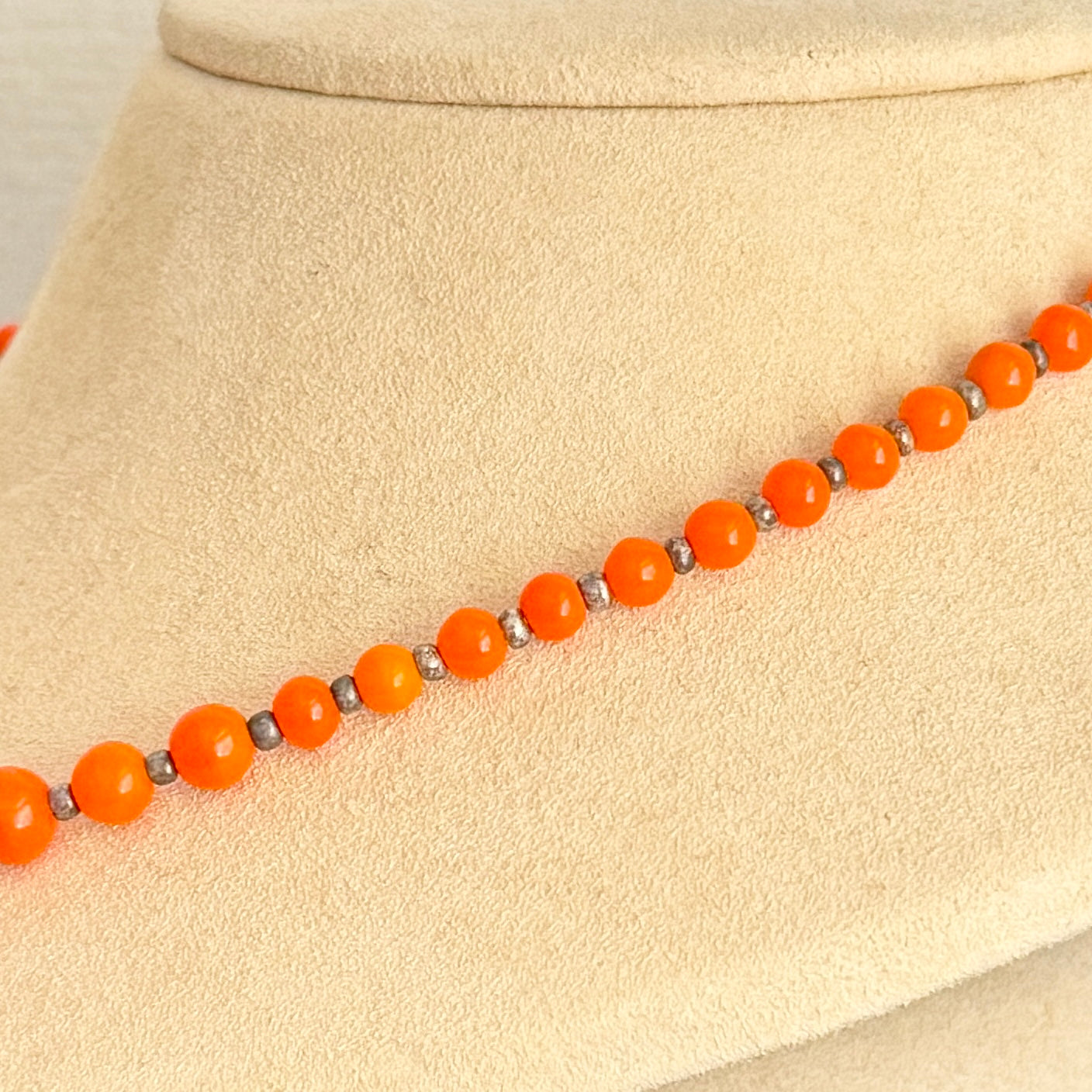 Japan Vintage Glass Beads Size Gradation Strand Orange 46cm