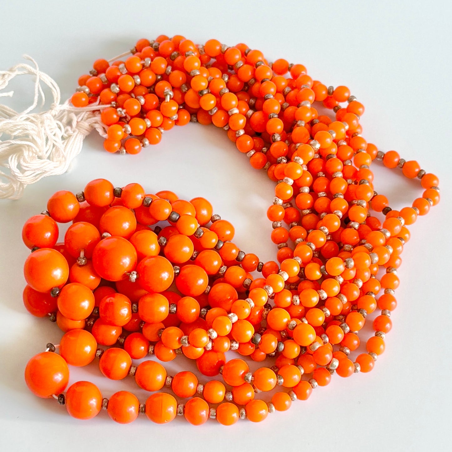 Japan Vintage Glass Beads Size Gradation Strand Orange 46cm