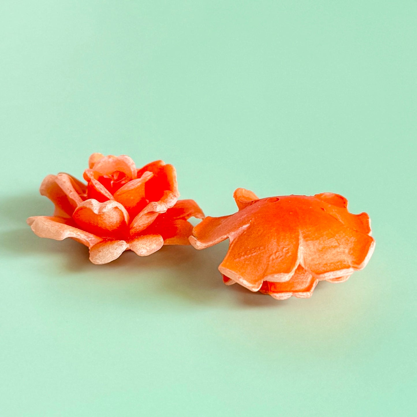 W.Germany Vintage Plastic Flower Rose 28mm【Orange / Blue 】