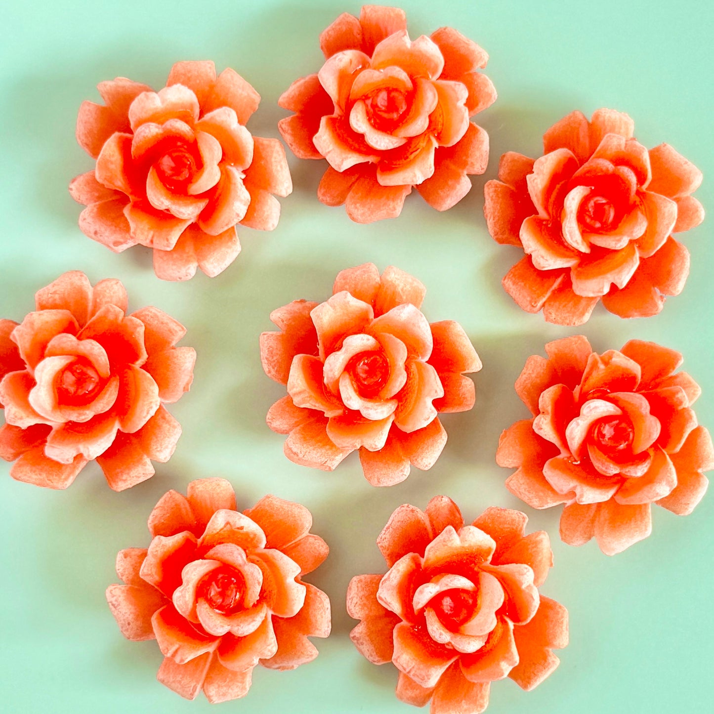 W.Germany Vintage Plastic Flower Rose 28mm【Orange / Blue 】