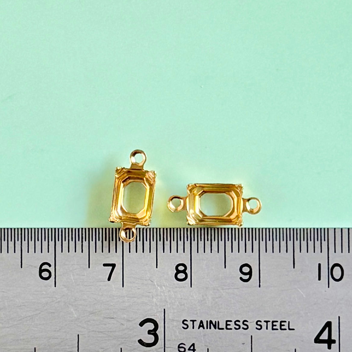 Raw Brass Setting Octagon 2 loops 8x6mm【2pcs】