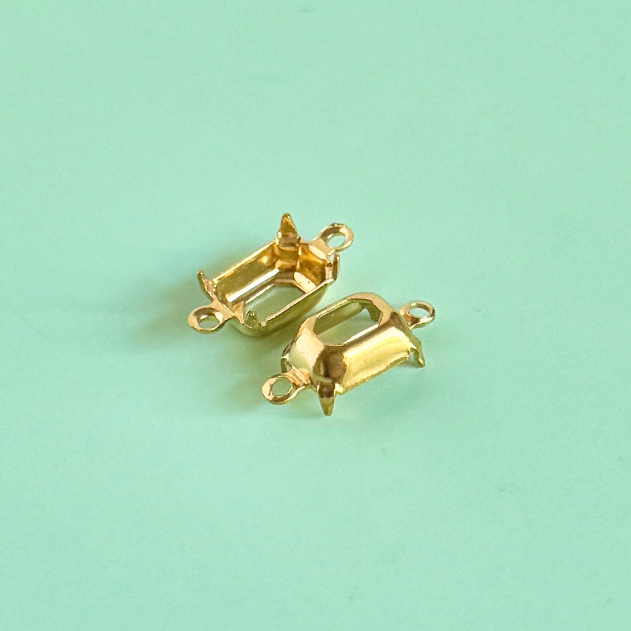 Raw Brass Setting Octagon 2 loops 8x6mm【2pcs】