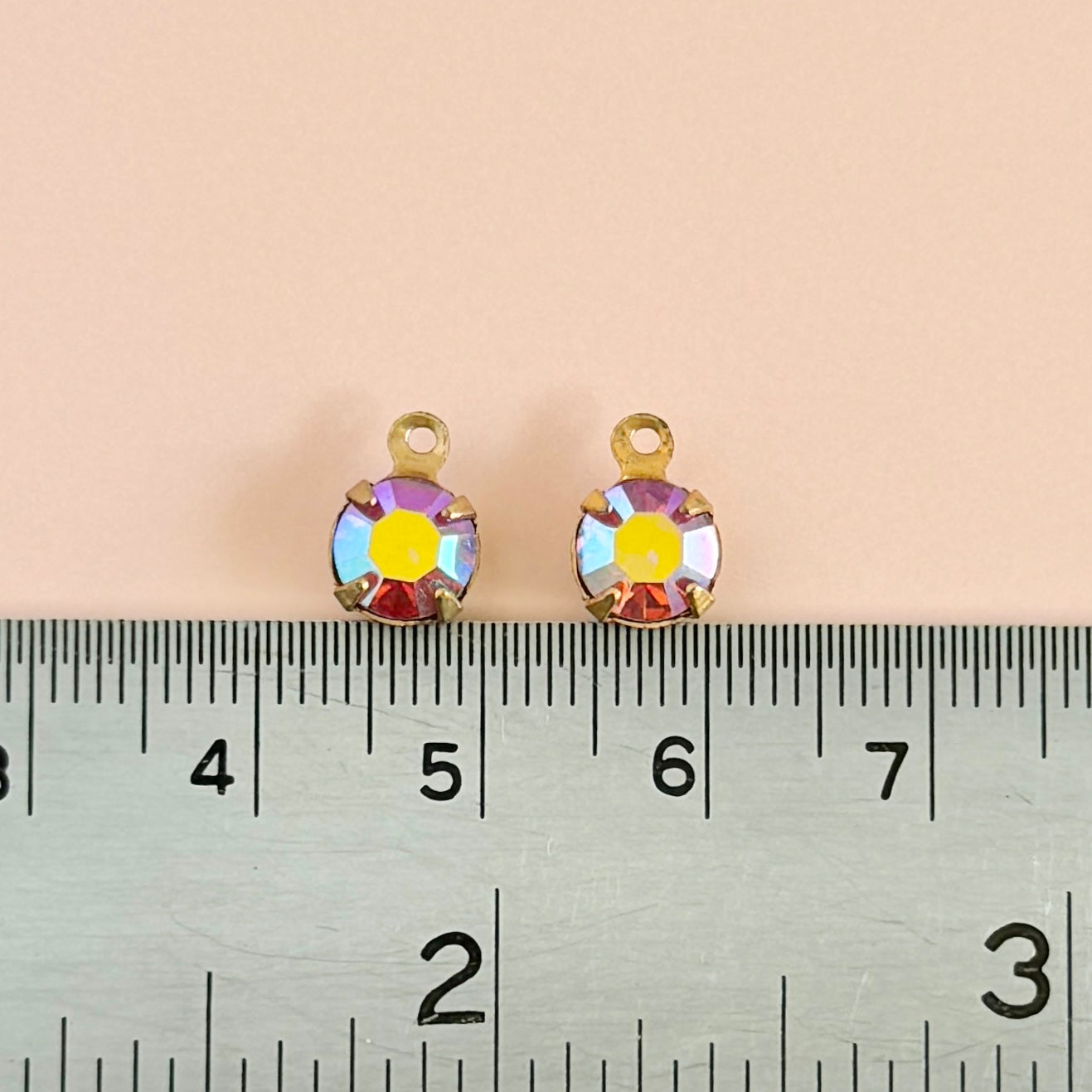Vintage Preset Rhinestone Charm Rose AB 29ss【2pcs】