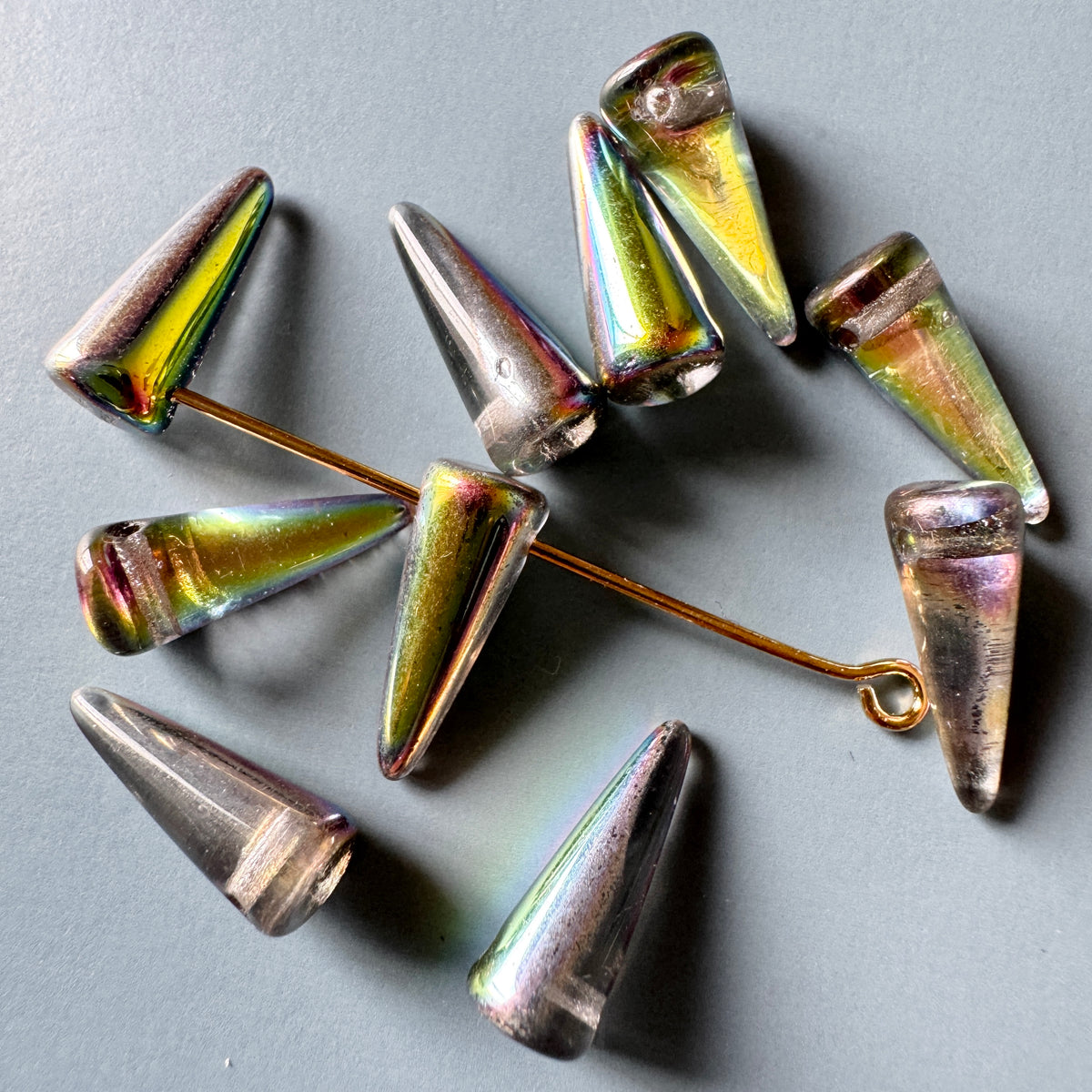 Czech Pressed Beads Spike Crystal Vitrail 5×10mm【2 pcs】