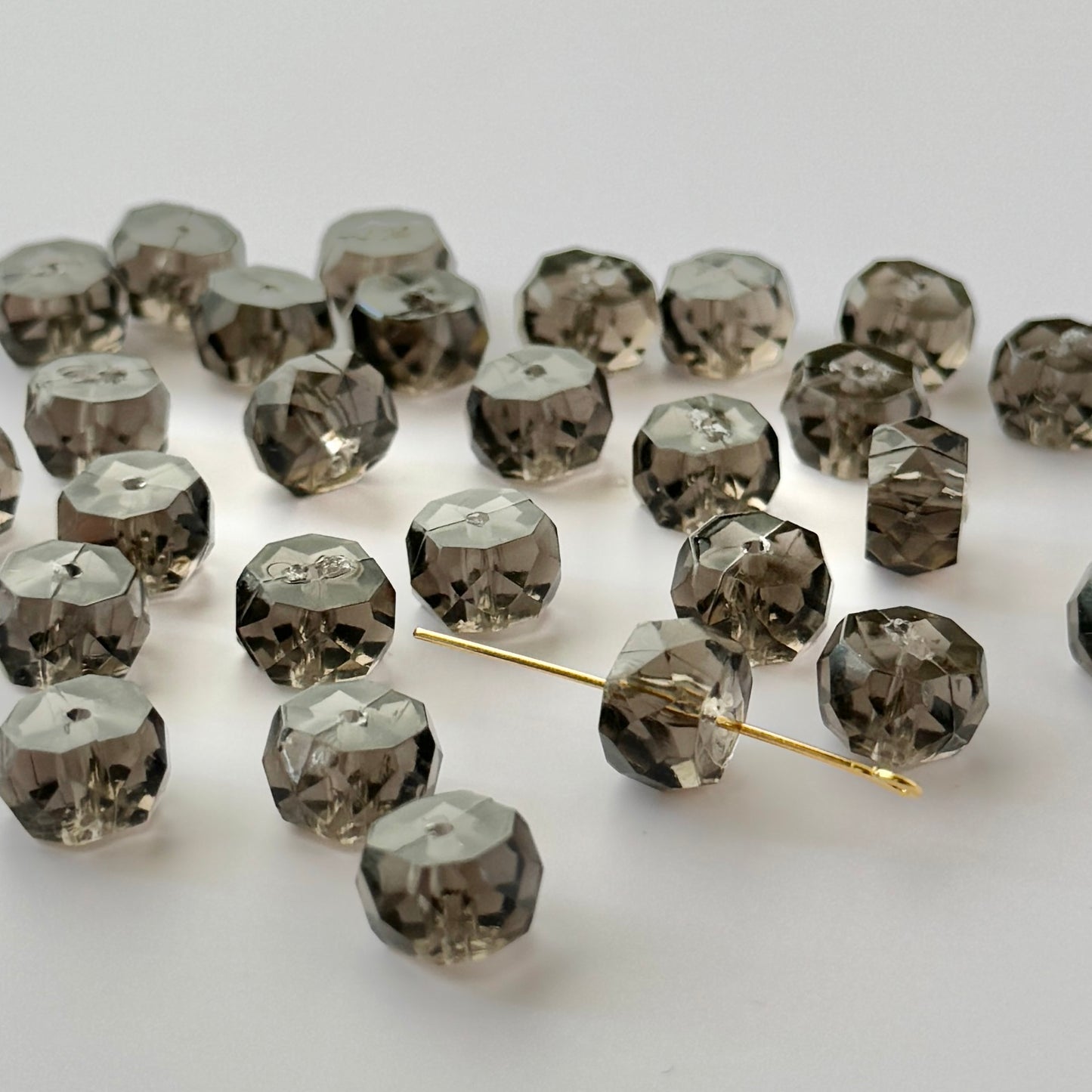 Japan Vintage Plastic Facet Rondelle Beads 6.5x10mm【4pcs】