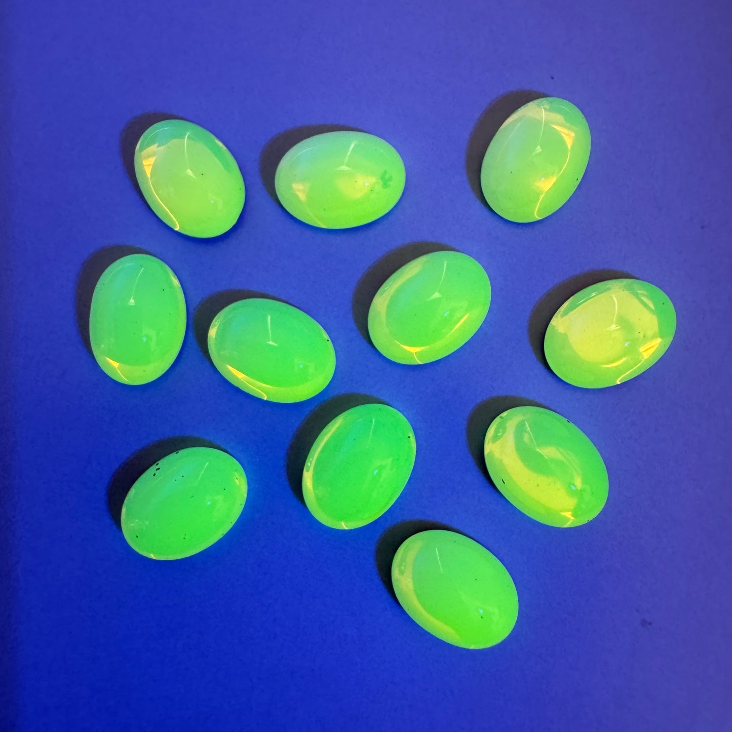 Czech Vintage Vaseline Glass Cabochon Oval Yellow 8x6mm【2pcs】