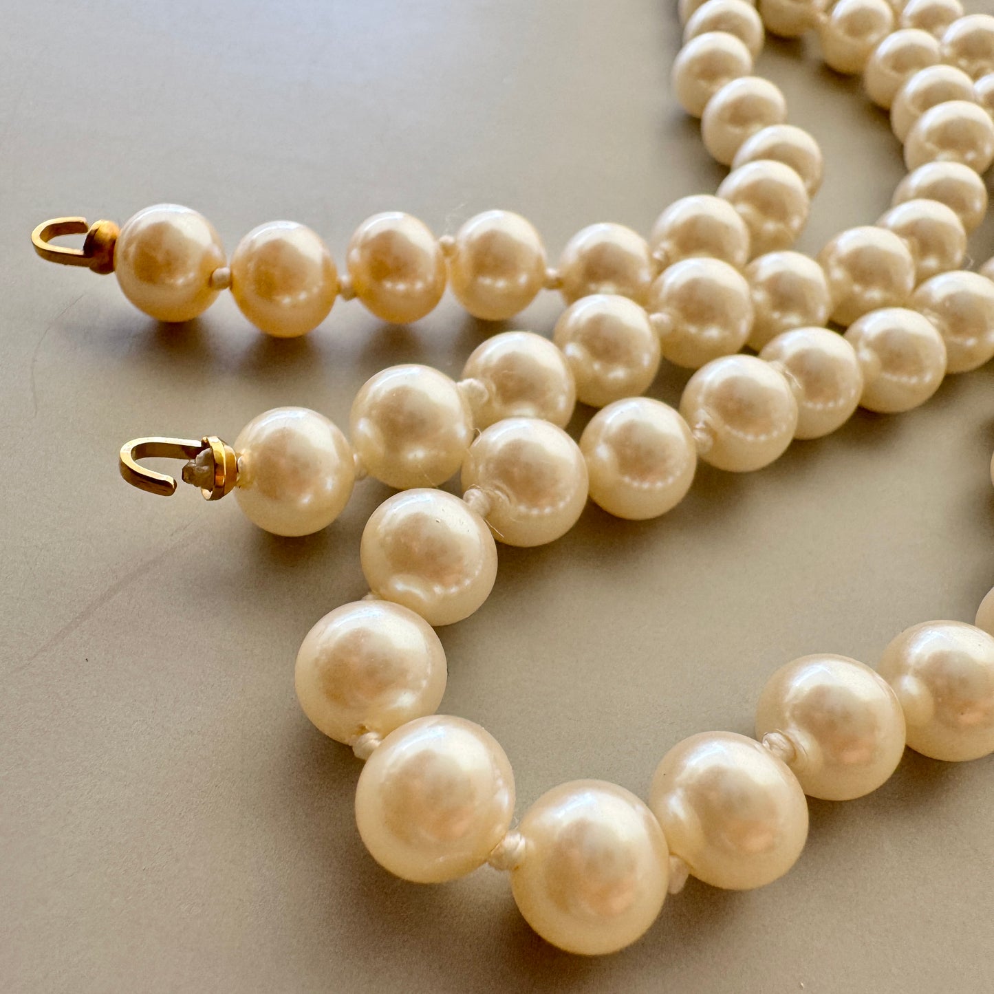 Japan Vintage Glass Pearl Necklace Base (no clasp) 73cm