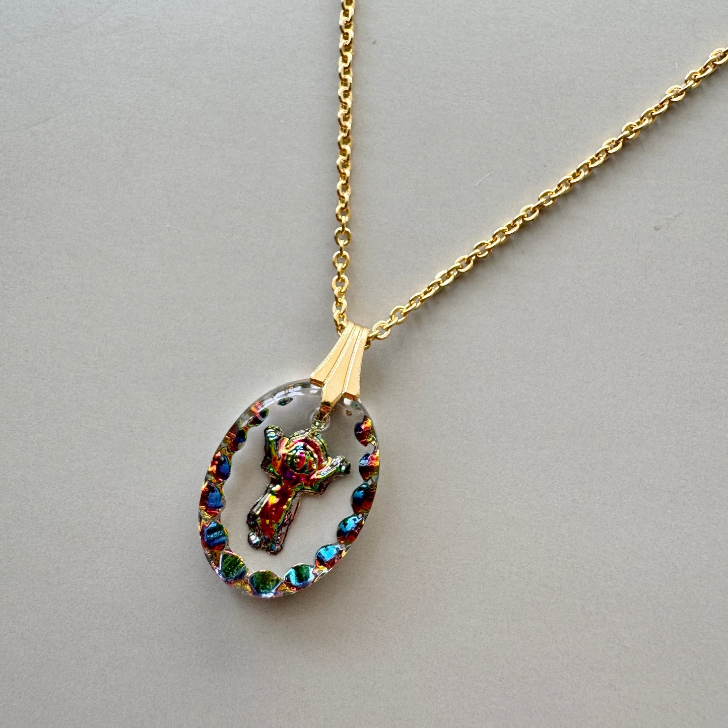 German Intaglio Milagro Charm Oval Pendant Top 18×13mm