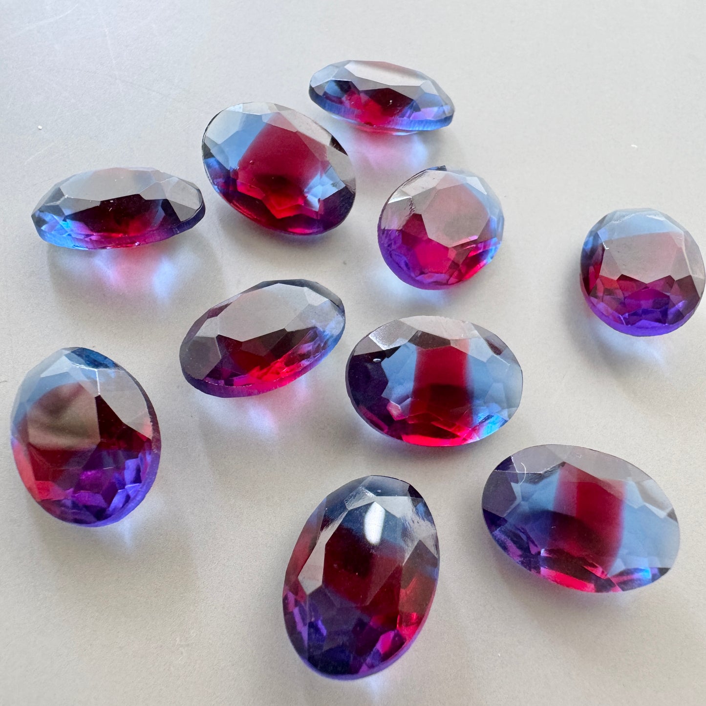 Czech Glass Stone Two Toned Sapphire/Ruby 14×10mm