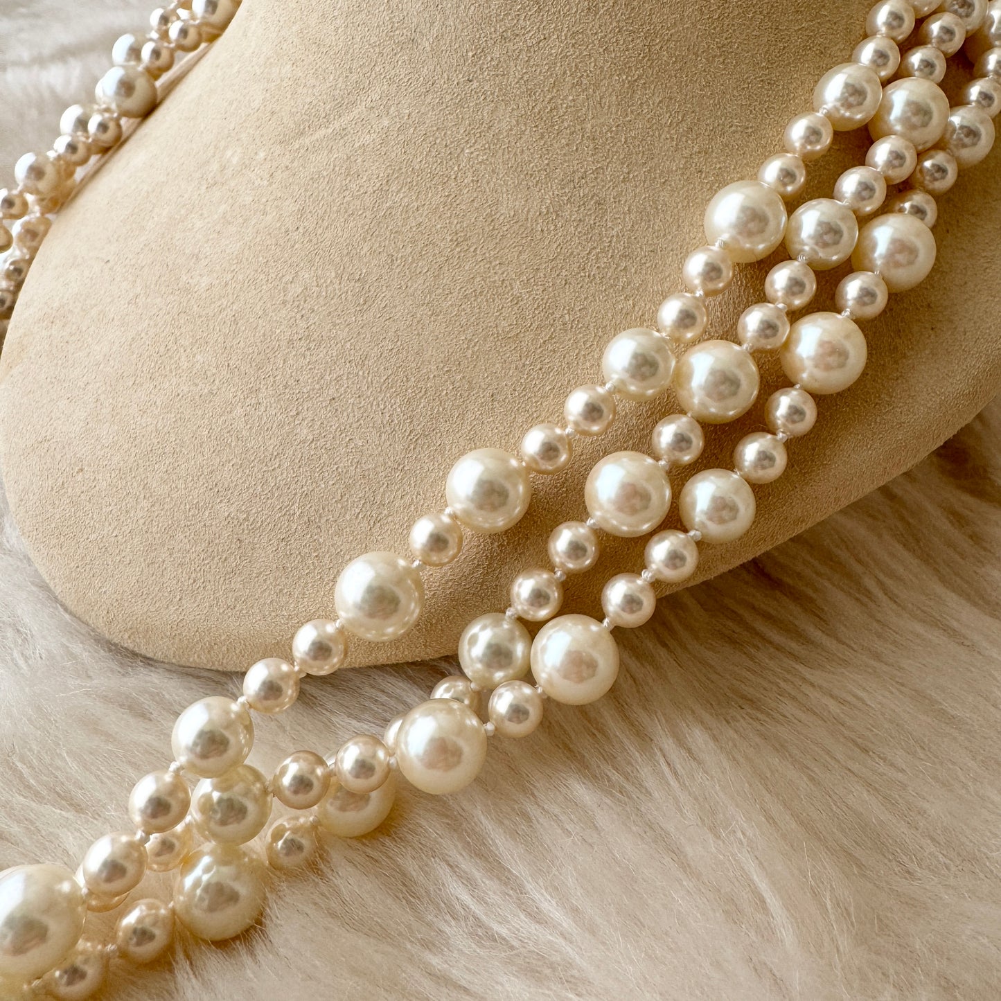 【Made in Japan 】シェルパール3連ネックレス Shell Pearl 3 Strands All Knot Necklace SP02
