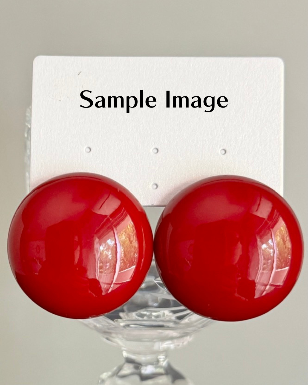 【Made in Japan】AKADAMA Plastic Cabochon Retro Red color coated 【18/20/22mm】