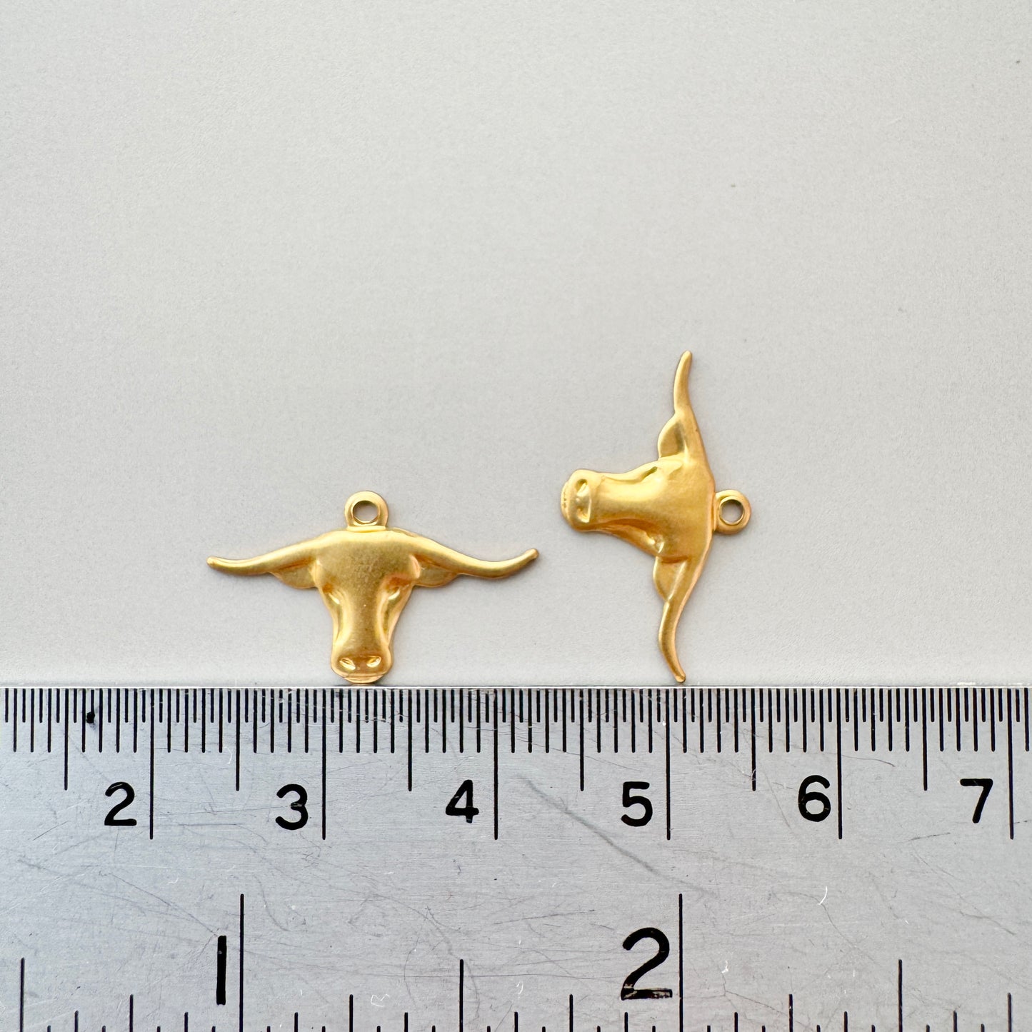 Brass Charm Bull Head 10x18mm