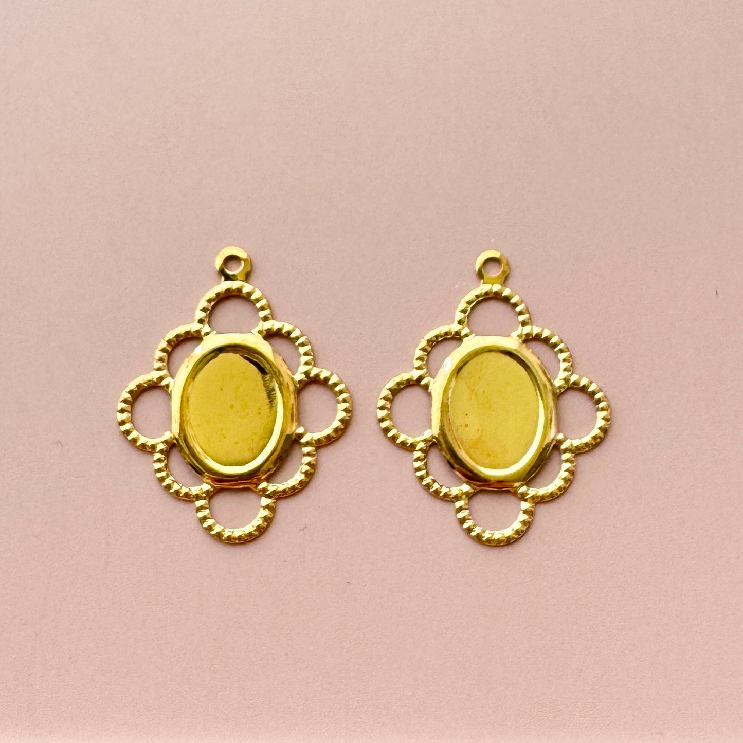 Gold Plated Setting Lace Rhombus 8×6mm【2pcs】