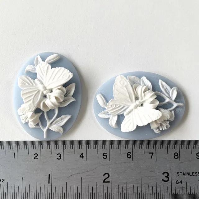 Acrylic Blue Butterfly Cameo 40x30mm