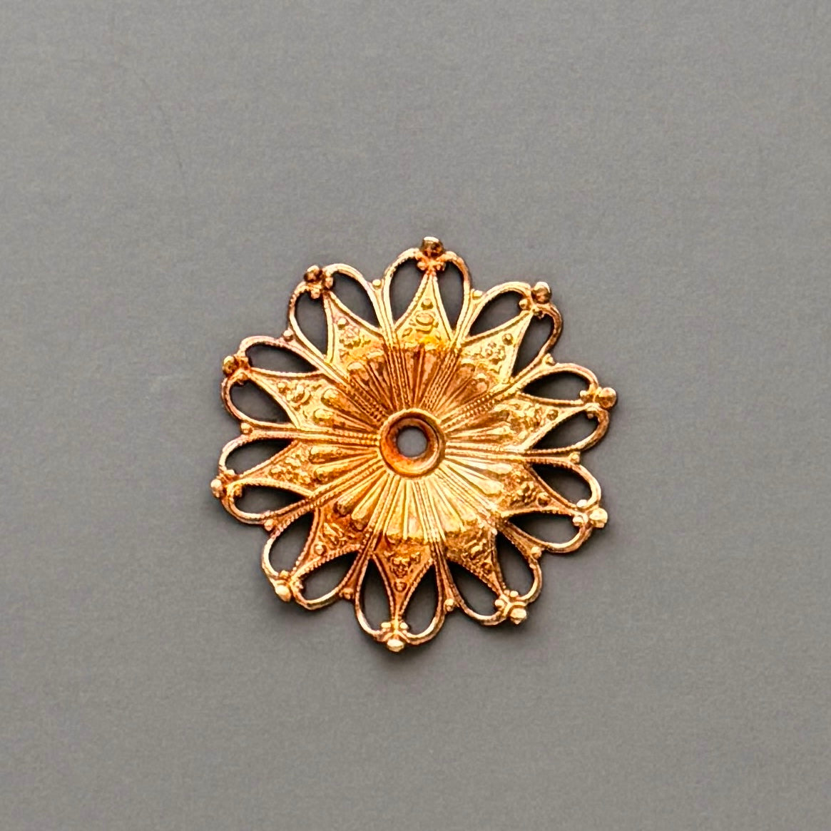 France Vintage Brass Filigree 36mm