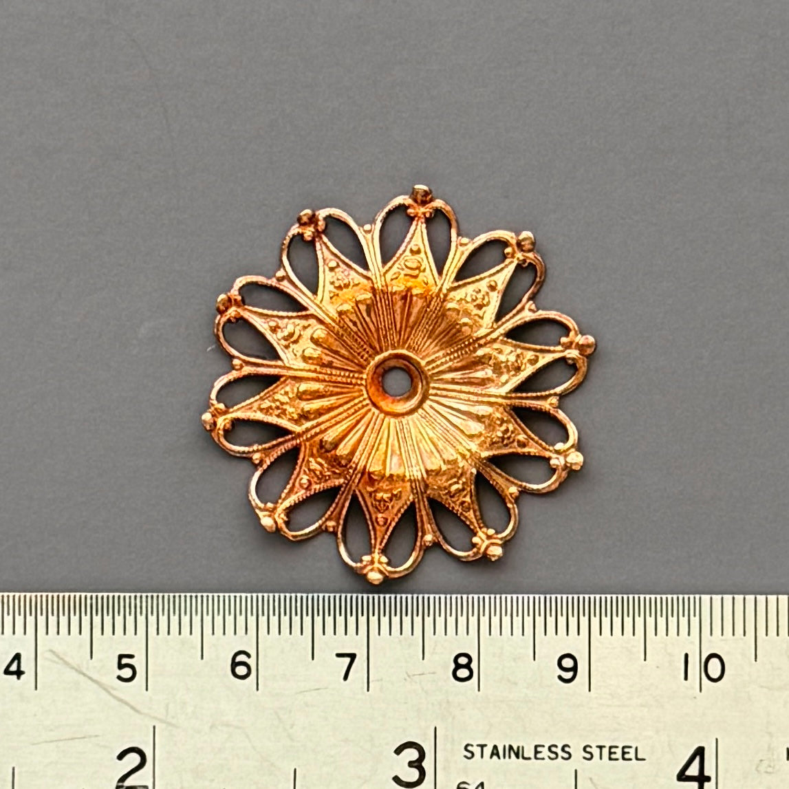 France Vintage Brass Filigree 36mm