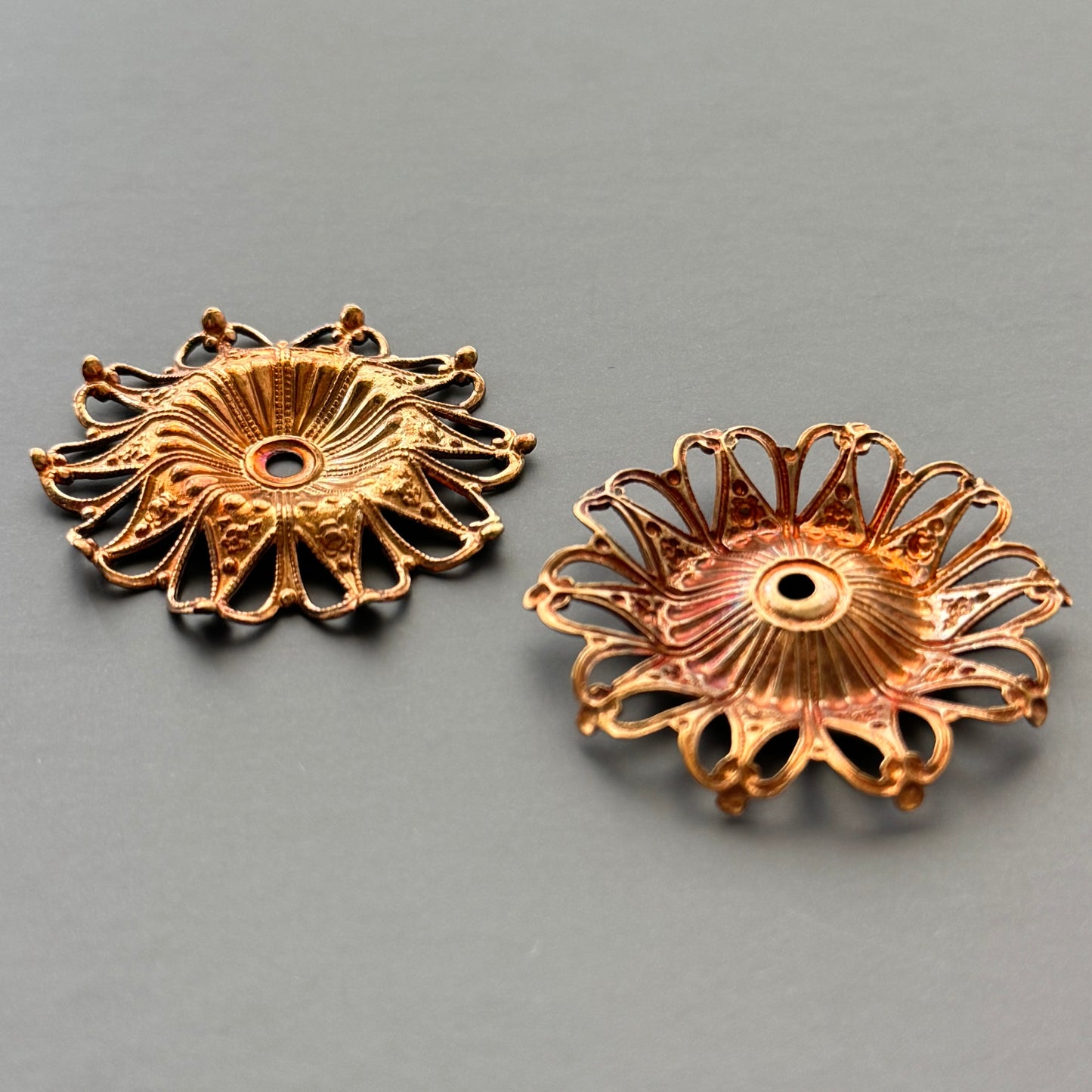France Vintage Brass Filigree 36mm