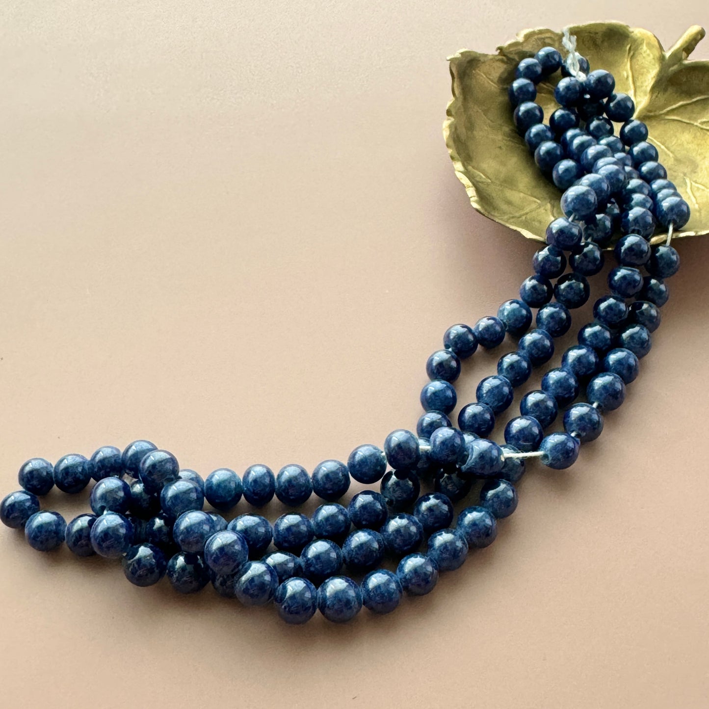 Japan Vintage Lampwork Glass Beads Lapis Navy 5-6mm【10pcs / 1 strand】