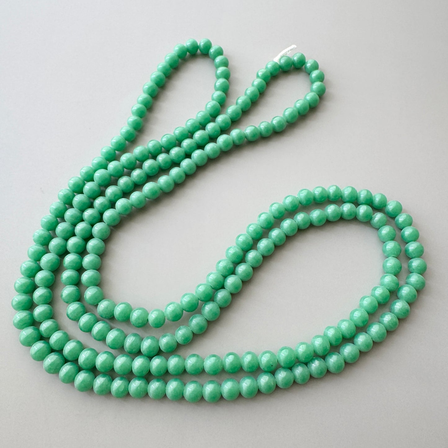 Japan Vintage Glass Beads Round Jade Green 6mm【10 pcs / 1 strand】