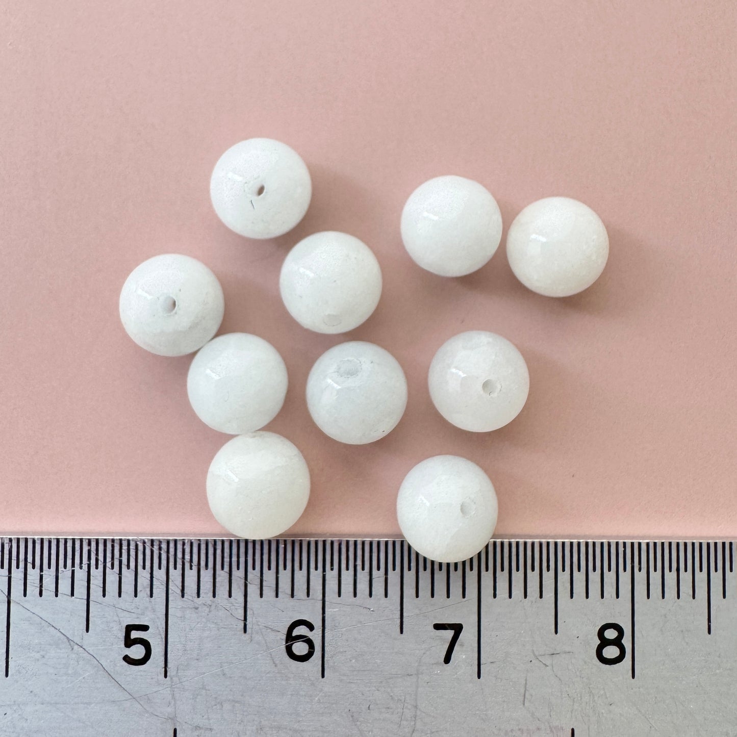 Japan Vintage Glass Beads Round Grayish white 6mm【10 pcs / 1 strand】