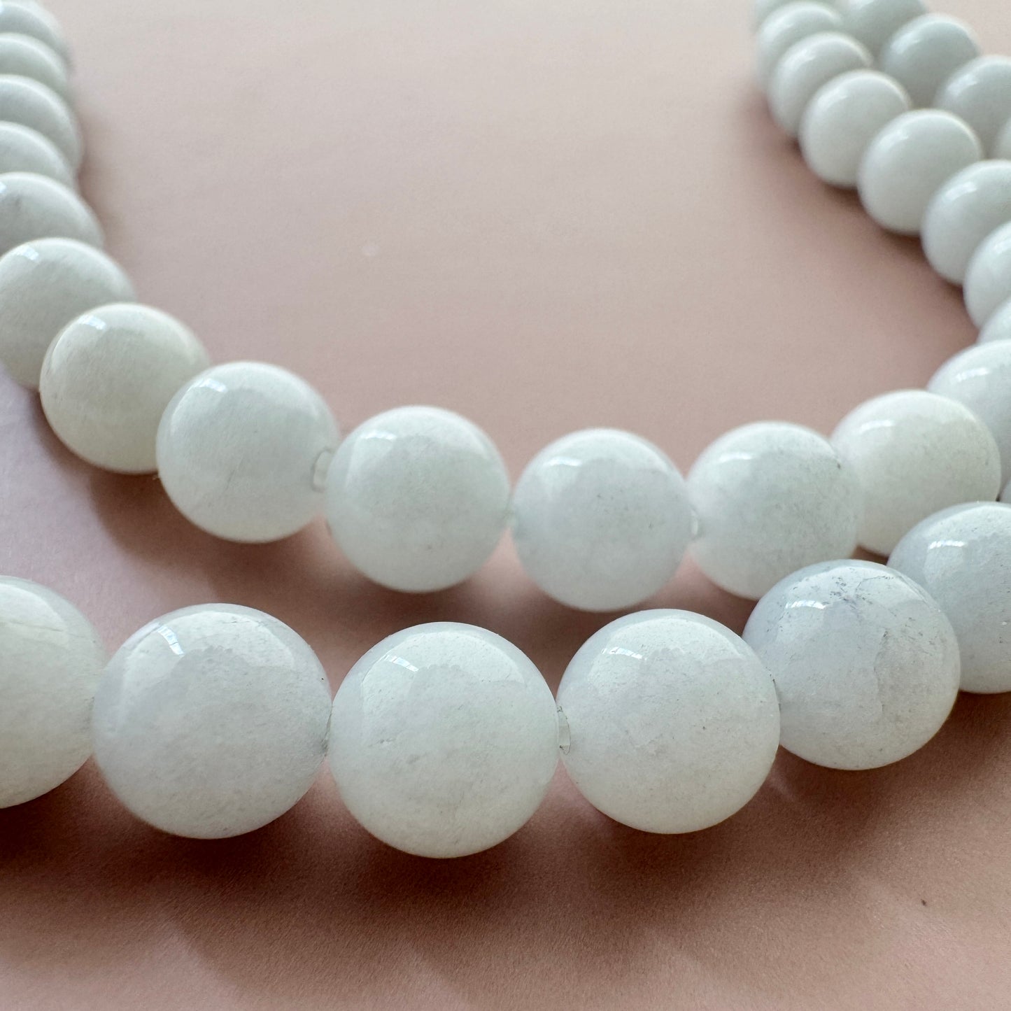 Japan Vintage Glass Beads Round Grayish white 6mm【10 pcs / 1 strand】