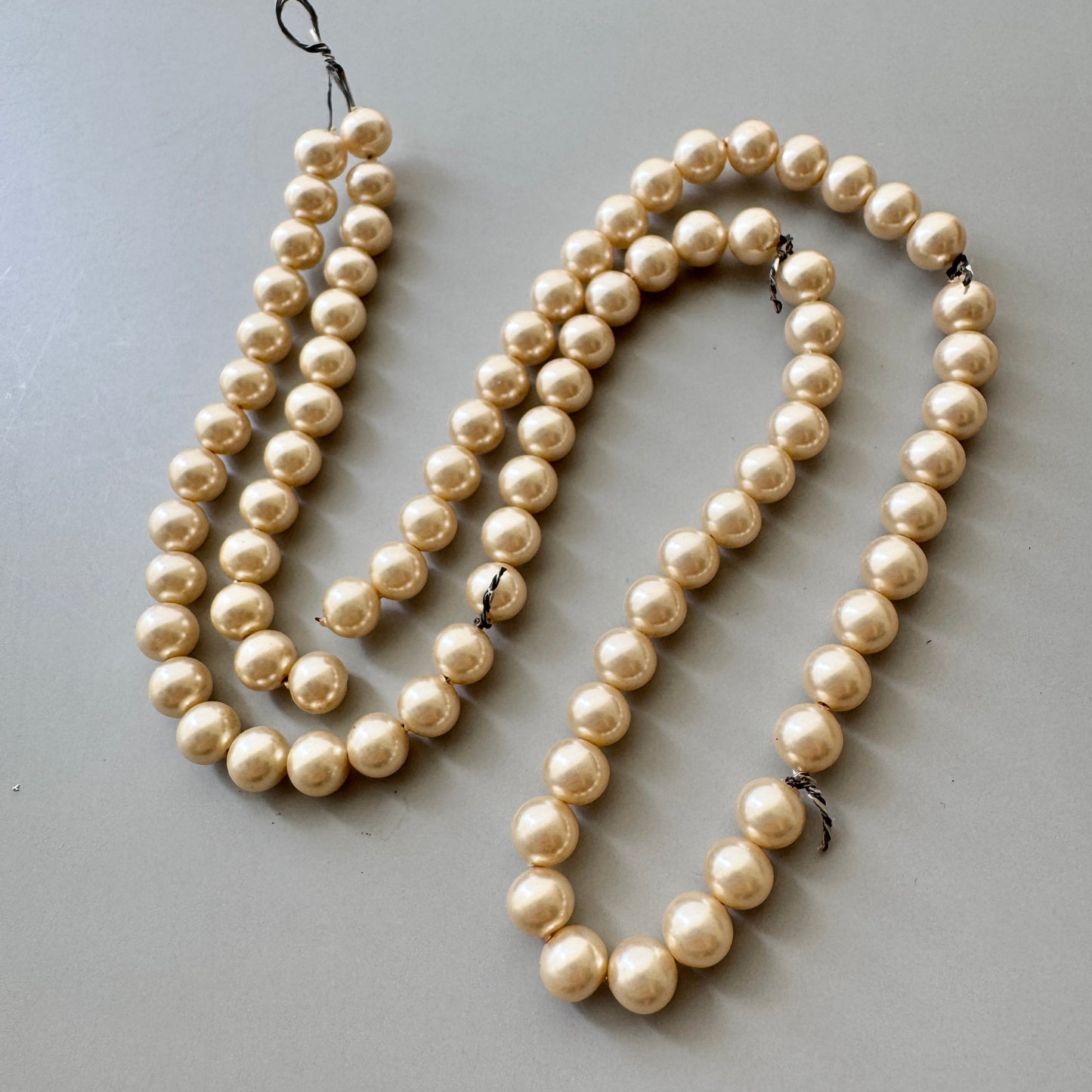 Japan Vintage Glass Pearl Round Cream 6mm
