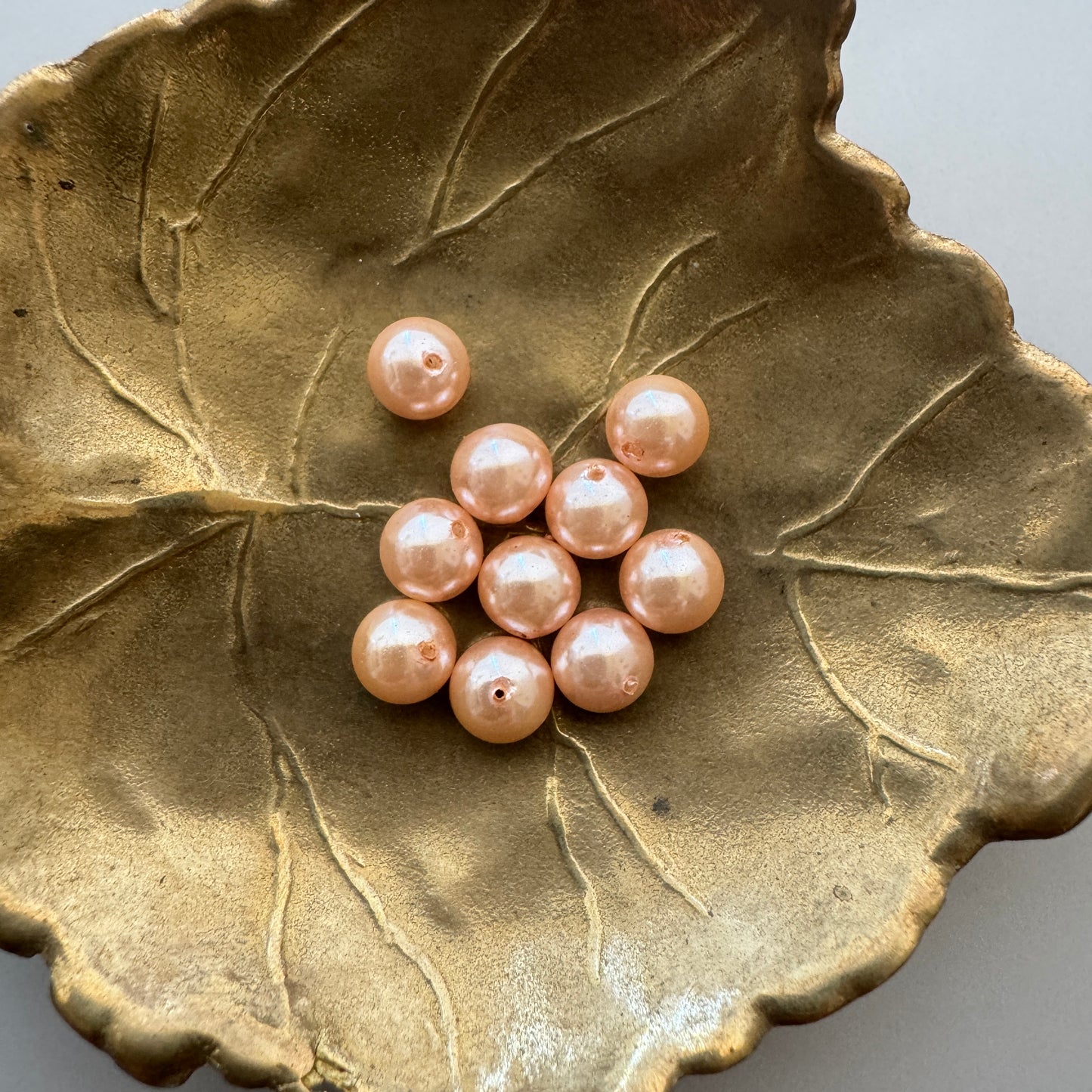 Japan Vintage Glass Pearl Round Orange 6.5mm