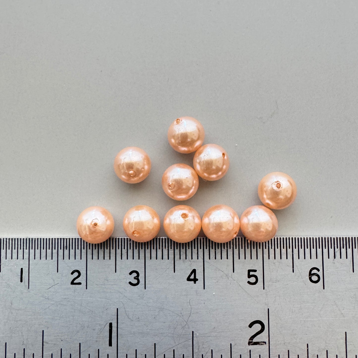 Japan Vintage Glass Pearl Round Orange 6.5mm