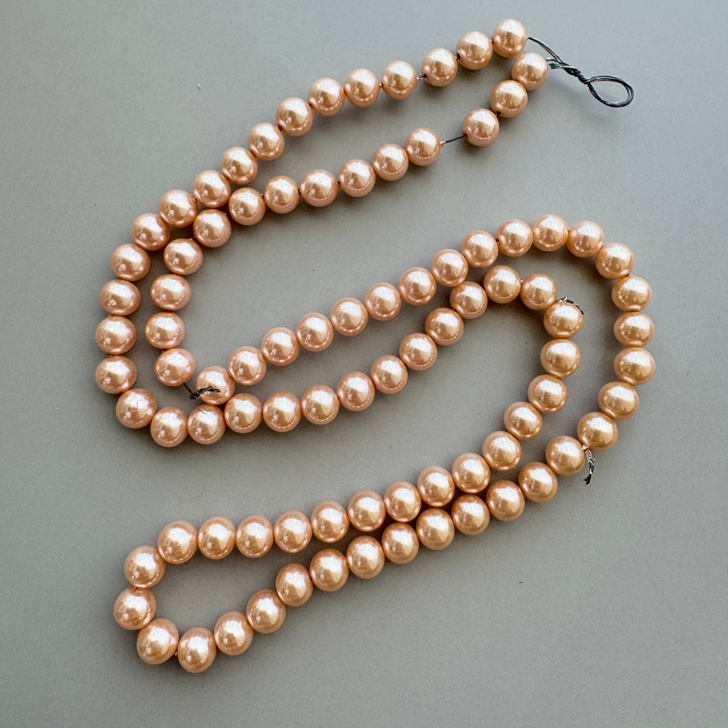 Japan Vintage Glass Pearl Round Orange 6.5mm