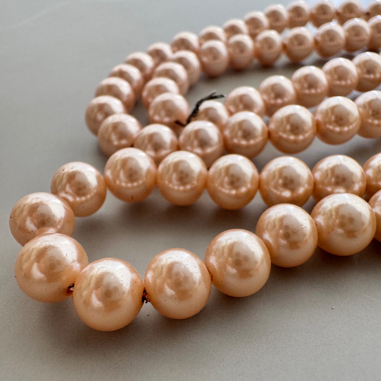 Japan Vintage Glass Pearl Round Orange 6.5mm