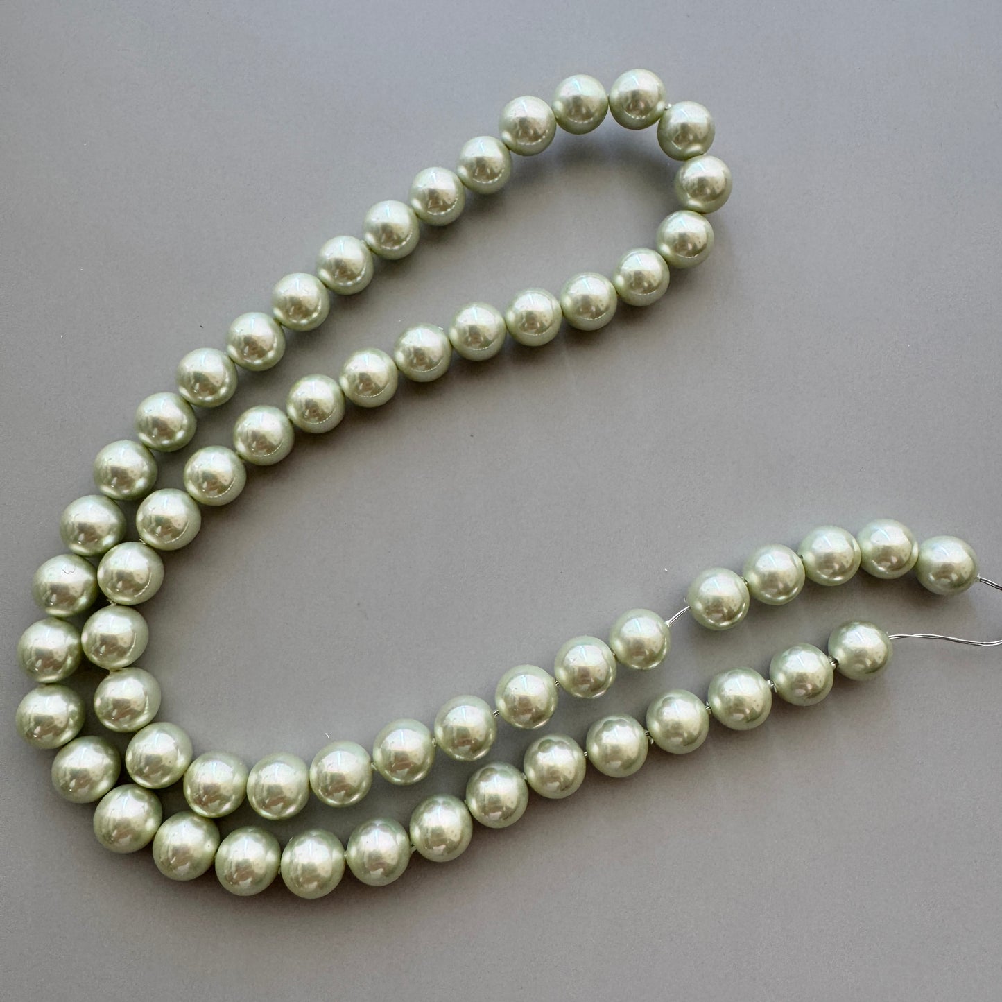 Japan Vintage Glass Pearl Round Green 8mm