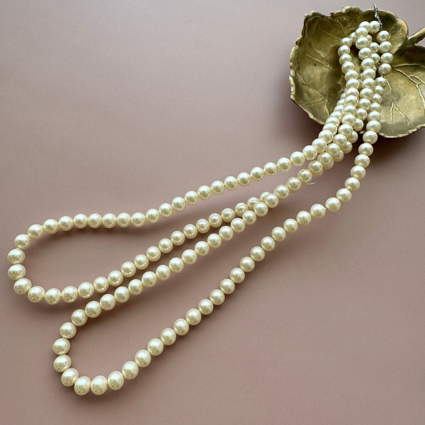 Japan Antique Glass Pearl Cream Round 5mm【1 strand or 10 pcs】