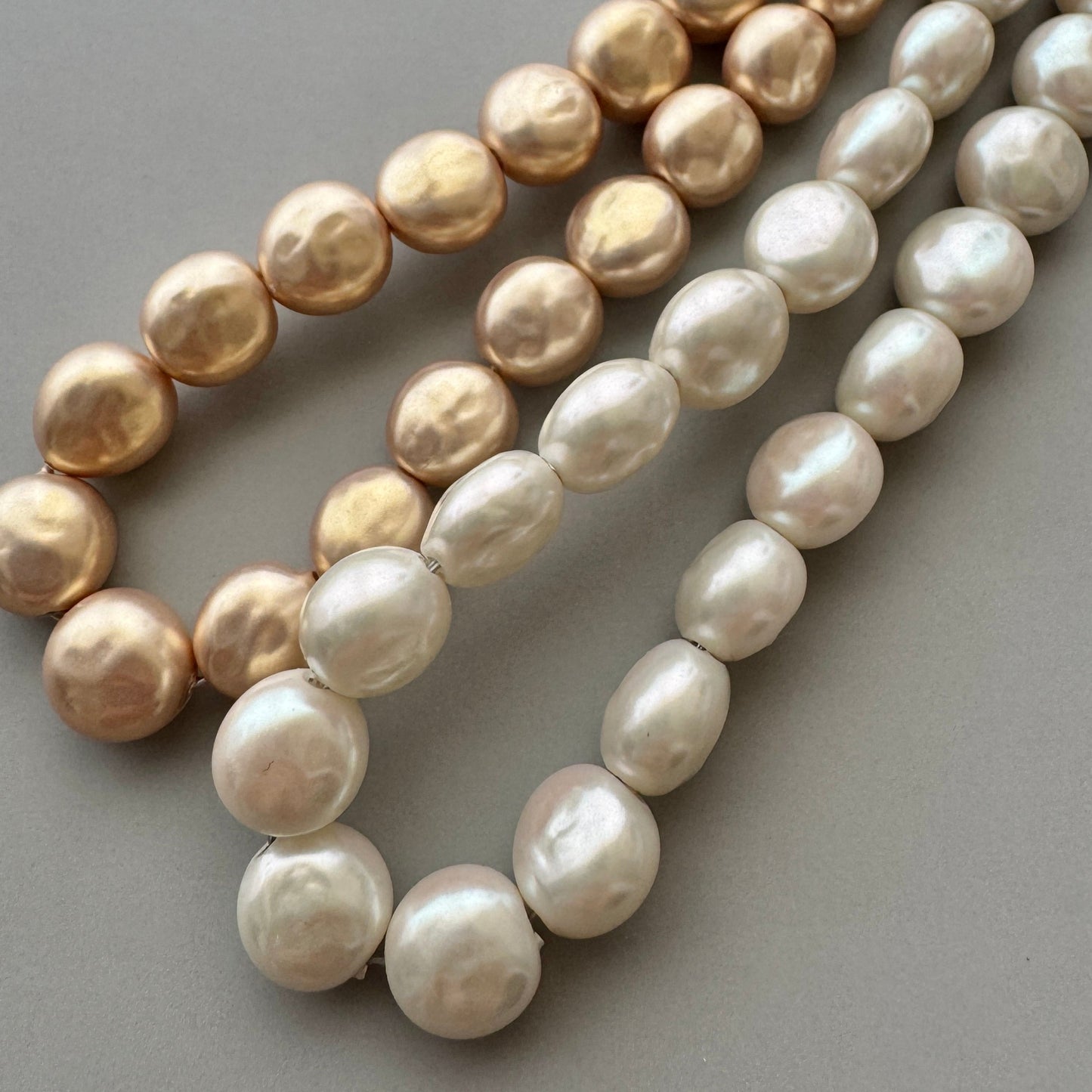 Japan Vintage Glass Royal Baroque Pearl Beige or White 8.5mm【5 pcs】