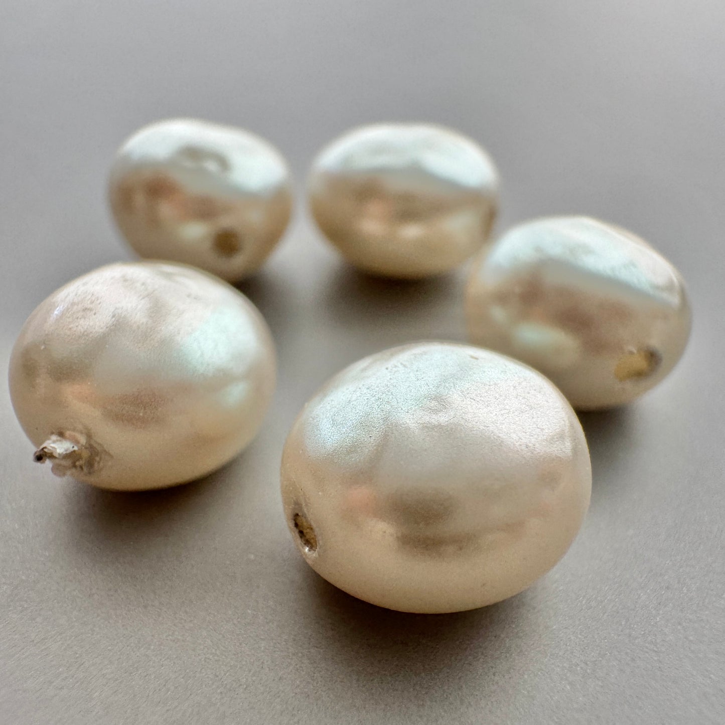 Japan Vintage Glass Royal Baroque Pearl Beige or White 8.5mm【5 pcs】