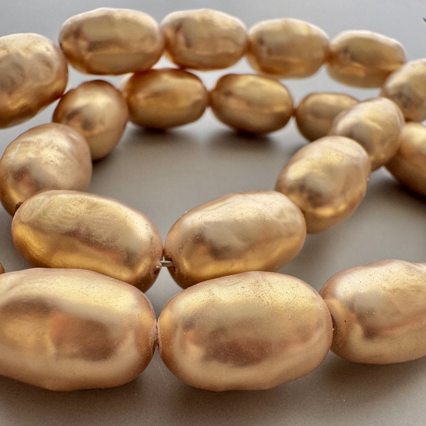 Japan Vintage Glass Baroque Pearl Oval Beige 15x10mm【2pcs】